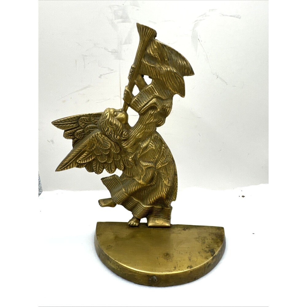 Vintage Brass Angel With Blowing Horn Bookend 8x5.25 Inches - Picture 2 of 4